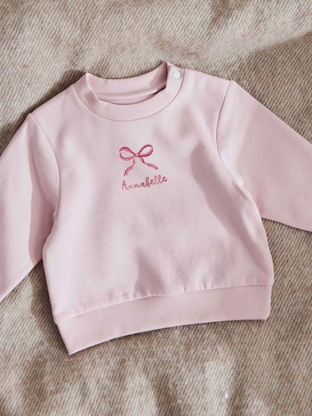 My 1st Years 100% Cotton Personalised Bow Pink Sweatshirt (AV7886) | £24