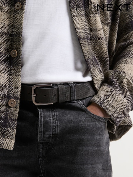 Black Casual Leather Belt (AV7941) | £22
