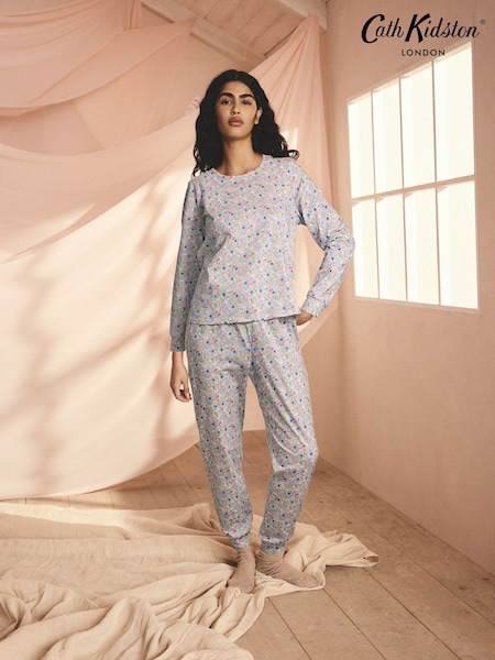 Cath Kidston Blue Dream Ditsy 100% Cotton Twosie Pyjamas (AV7946) | £32