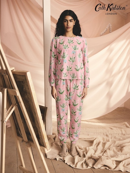 Cath Kidston Pink Lily of the Valley 100% Cotton Twosie Pyjamas (AV7947) | £32