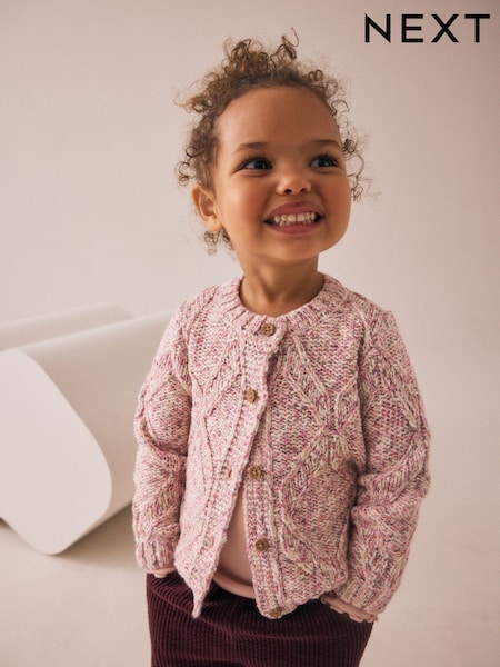 Pink Cable Knitted Cardigan (3mths-10yrs) (AV7967) | £15 - £19