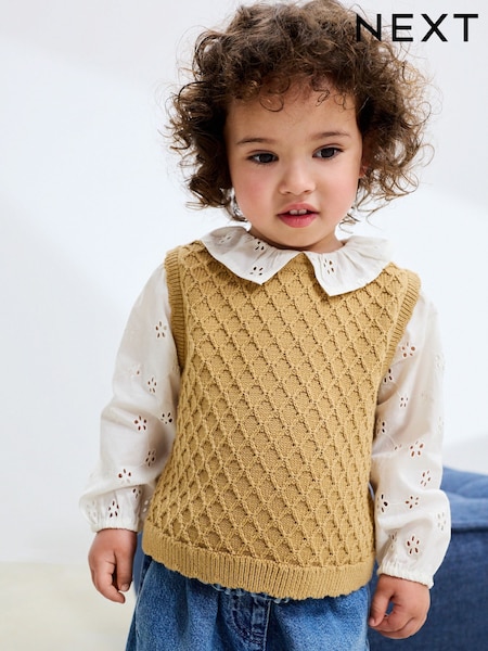 Ecru Mock Layer Knit Jumper (3mths-7yrs) (AV7971) | £0