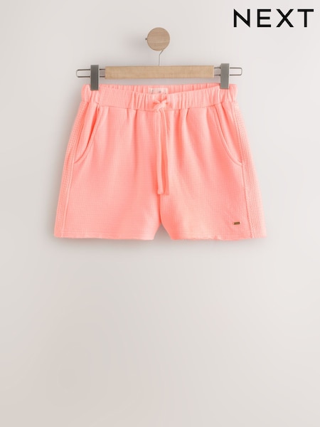 Fluro Pink 100% Cotton Textured Waffle Shorts (AV8029) | £22