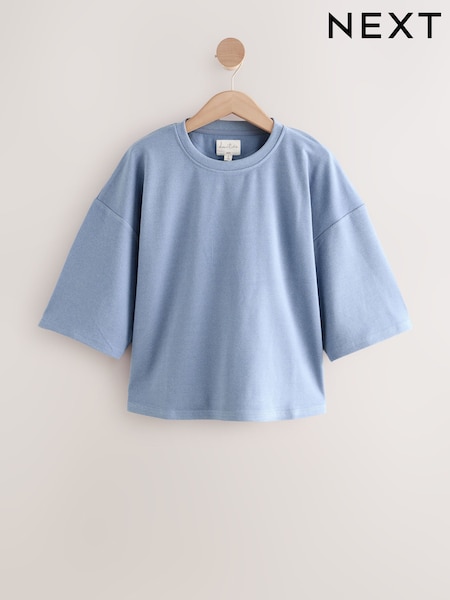 Blue Oversized Supersoft Rib T-Shirt (AV8042) | £22