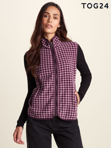 Purple - Tog 24 Firth Gingham Midweight Microfleece Gilet