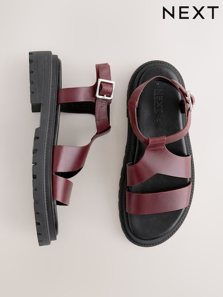 Burgundy Red Forever Comfort® Chunky Cross Strap Sandals (AV8177) | £49