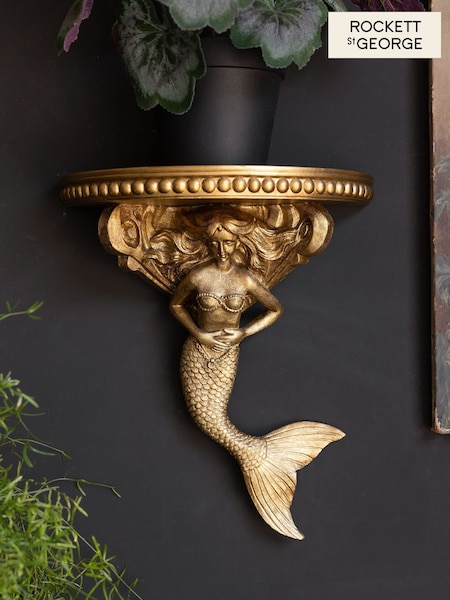 Rockett St George Gold Mermaid Wall Shelf (AV8209) | £50