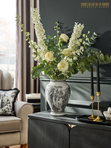 Laurence Llewelyn-Bowen Ivory Black Toile Print Vase (AV8211) | £45