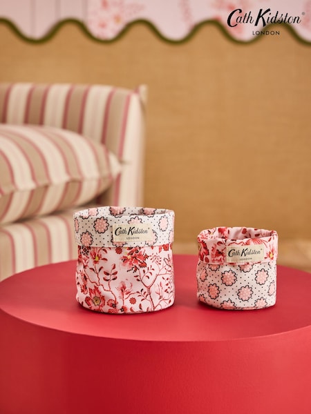 Cath Kidston Set of 2 Pink Floral Reversible Storage Bags (AV8219) | £12