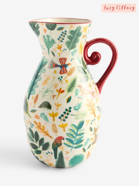 Lucy Tiffney Red/Green Leaf Jug Vase (AV8223) | £30