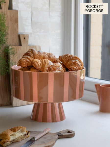 Rockett St George Pink and Orange Striped Footed Bowl (AV8248) | £50