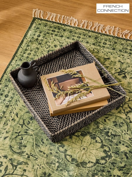 French Connection Black Rattan Tray (AV8254) | £55