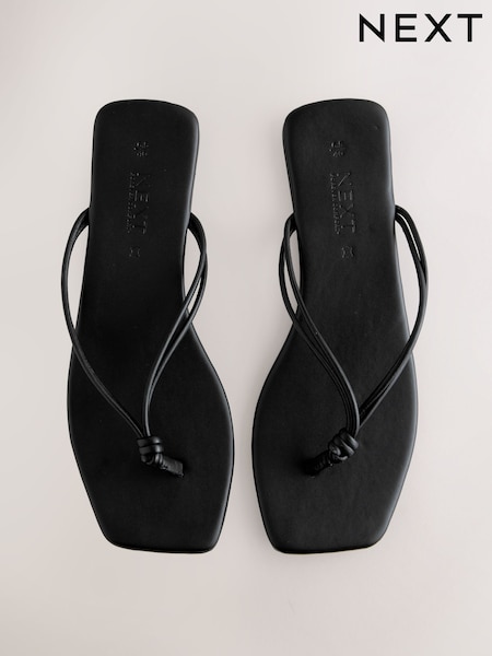 Black Standard/Wide Fit Forever Comfort® Square Toe Knotted Toe Thong (AV8284) | £20