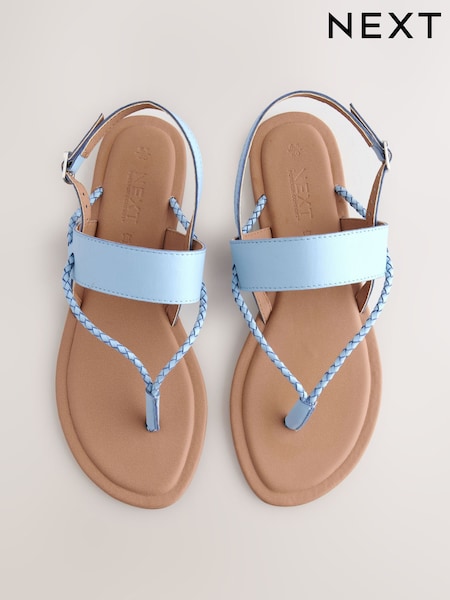 Blue Standard/Wide Fit Forever Comfort® Plaited Toe Tong Sandals (AV8285) | £22