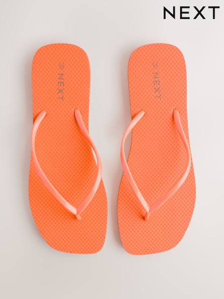 Orange Square Toe Flip Flops (AV8326) | £14