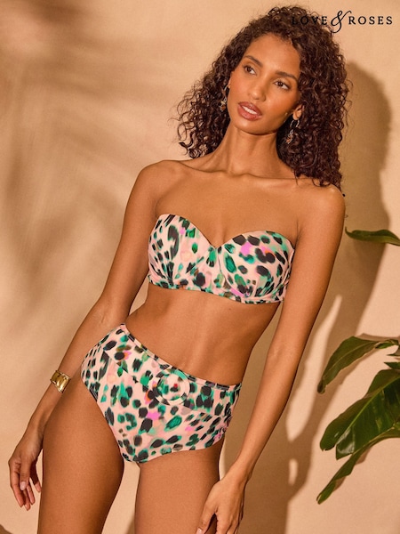 Love & Roses Neutral Animal Animal Print Bikini Set (AV8343) | £50