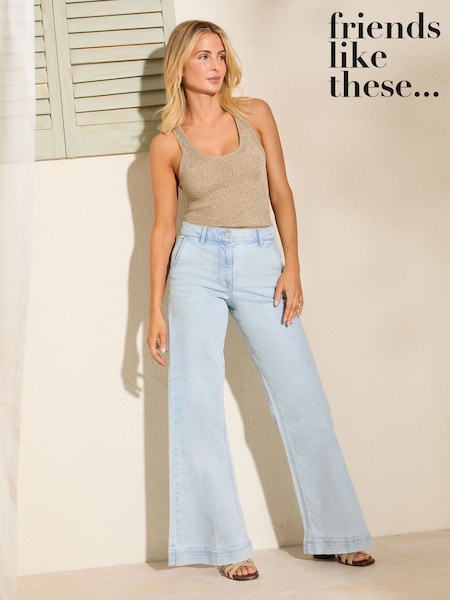 Friends Like These Bleach Blue Smart Wide Leg Jeans (AV8386) | £40