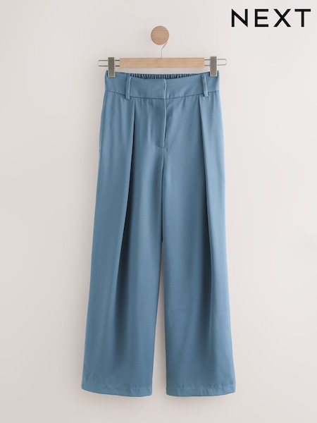Blue Satin Wide Leg Elastic Back Trousers (AV8395) | £38