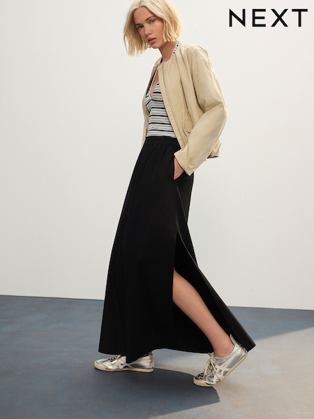 Black Maxi Skirt with Linen (AV8406) | £52