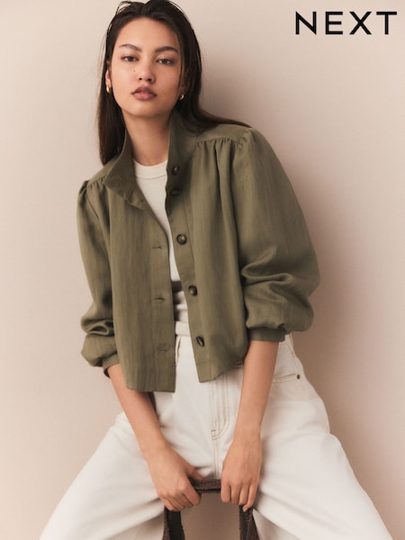 Khaki Green Funnel Neck Utility Bomber Jacket (AV8411) | £59
