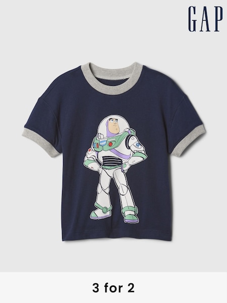 Gap Navy Blue Buzz Lightyear Disney Toy Story Cotton Short Sleeve T-Shirt (6mths-5yrs) (AV8473) | £16