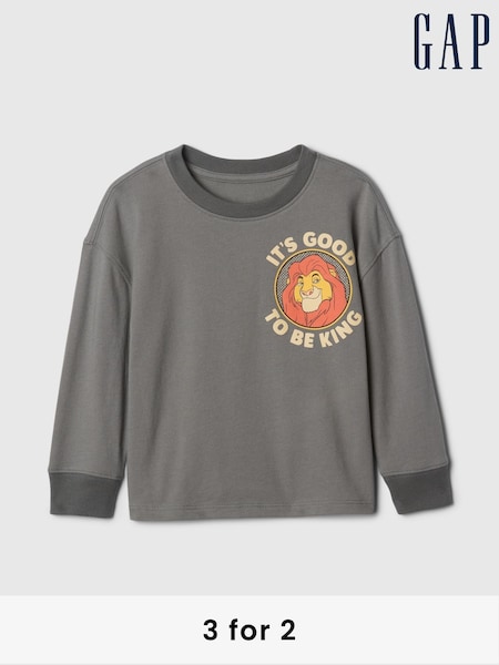 Gap Grey Musafa Disney Lion King Graphic Long Sleeve T-Shirt (6mths-5yrs) (AV8486) | £20