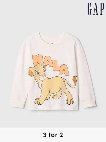 Gap White Nala Disney Lion King Graphic Long Sleeve T-Shirt (6mths-5yrs) (AV8497) | £20