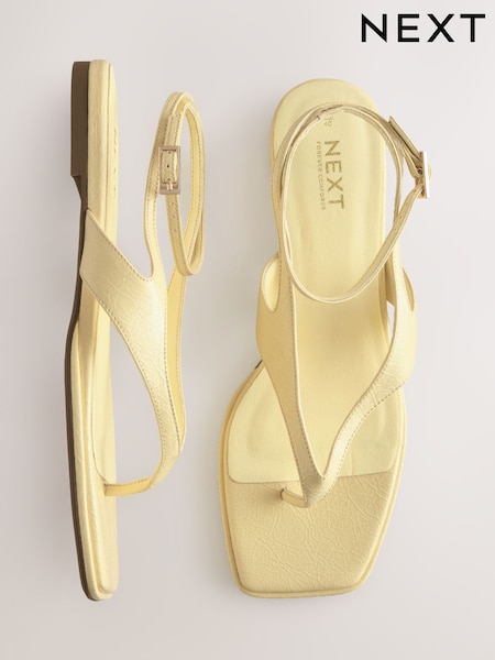 Buttermilk Yellow Forever Comfort® Strappy Ankle Toe Thong Sandals (AV8626) | £39