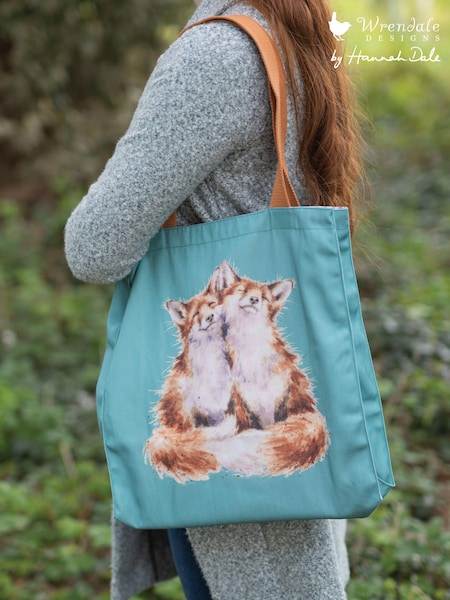 Wrendale Teal Blue Contentment Fox Canvas Bag (AV8699) | £20