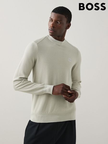BOSS Natural Anion Logo Patch Cashmere Blend Knit Jumper (AV8707) | £119