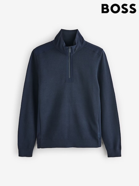 BOSS Blue Zip-Neck Sweater (AV8714) | £239