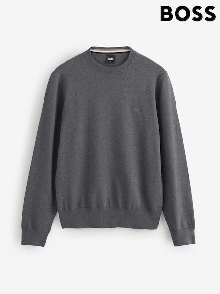BOSS Grey Pacas Embroidered Logo 100% Cotton Jumper (AV8715) | £129