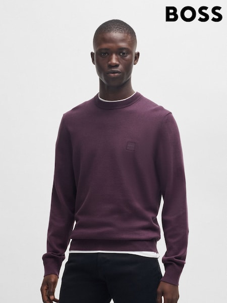 BOSS Purple Regular Fit Logo Patch Jumper with Cashmere (AV8721) | £119