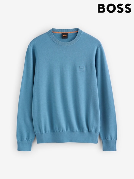 BOSS Blue Floral Regular Fit Logo Patch Jumper with Cashmere (AV8723) | £119