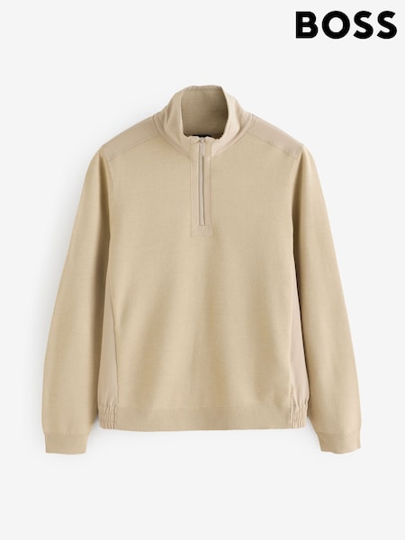 BOSS Natural Zip-Neck Sweater (AV8724) | £239