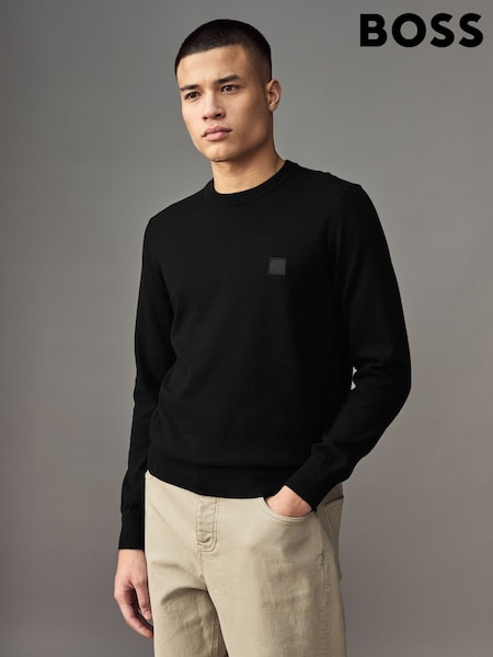 BOSS Black Regular Fit Logo Patch Jumper with Cashmere (AV8729) | £119