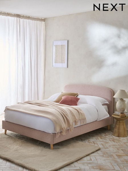 Tweedy Plain Blush Pink Matson Upholstered Bed Frame (AV8912) | £275 - £425