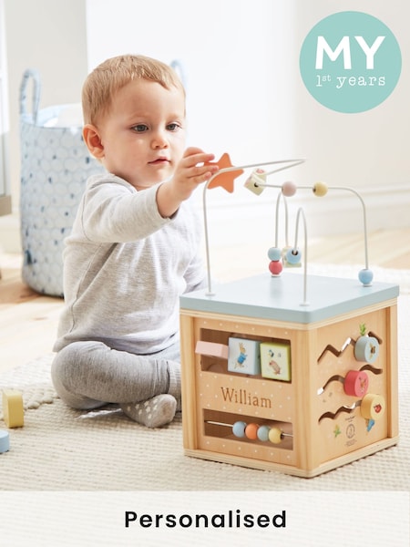 Personalised Peter Rabbit Wooden Activity Cube Toy by My 1st Years (AV8946) | £57