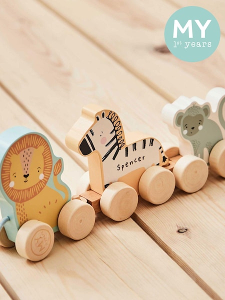Personalised Safari Wooden Pull Along Toy by My 1st Years (AV8959) | £27
