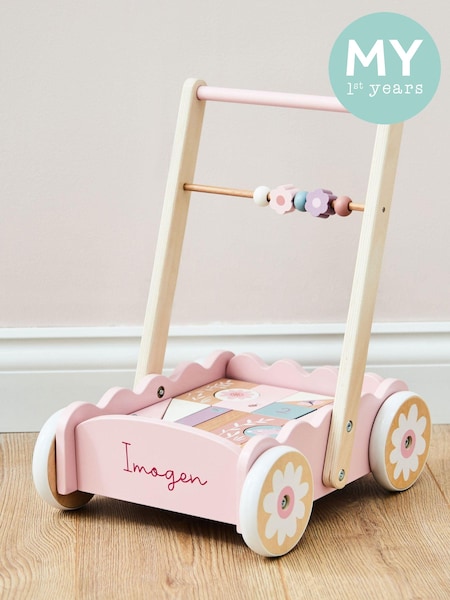 Personalised Pink Push-Along Activity Walker With Blocks by My 1st Years (AV8962) | £72
