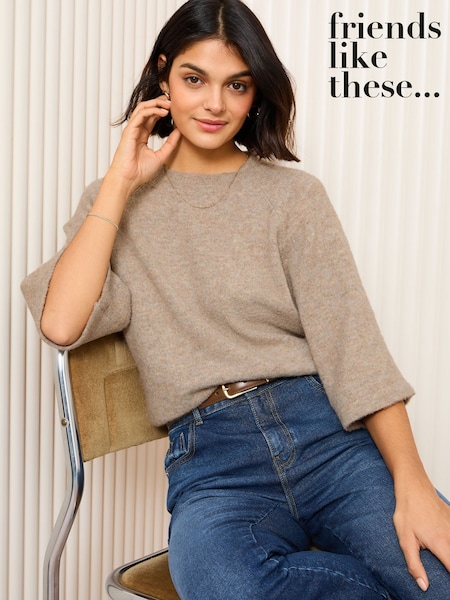 Friends Like These Taupe Knitted Top (AV9083) | £34