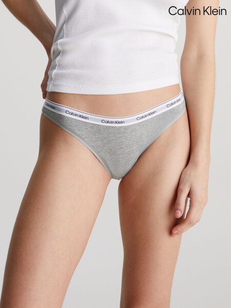 Calvin Klein Grey Modern Logo Thongs (AV9110) | £14