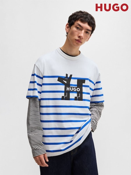 HUGO White Hugo Dog Logo 100% Cotton Jersey Loose Fit T-Shirt (AV9164) | £59