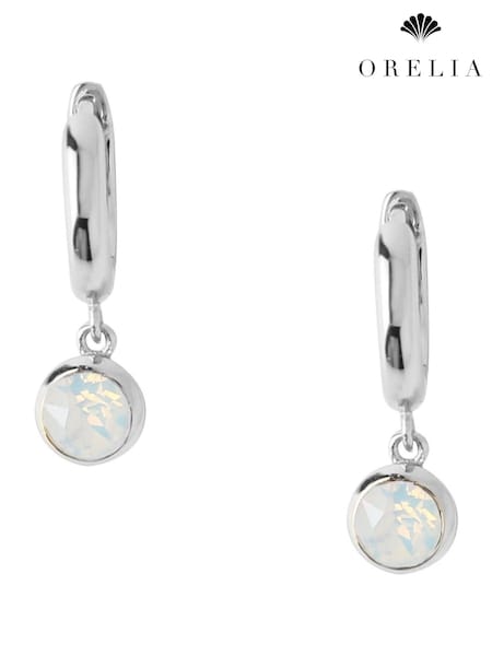 Orelia London Opal Swarovski Crystals Drop Huggie Hoop Earrings (AV9234) | £25