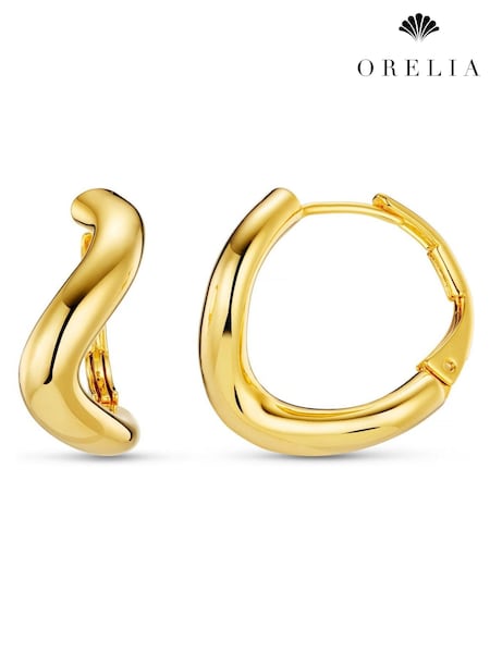 Orelia London Gold Tone Round Wave Chunky Hoop Earrings (AV9235) | £28