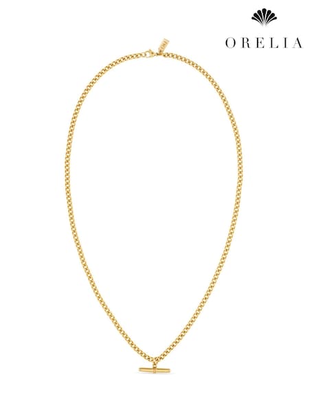 Orelia London Curb Chain T-bar Drop Necklace (AV9264) | £30