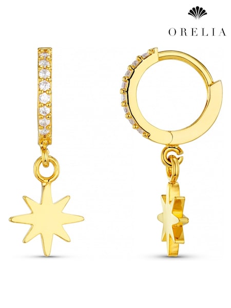 Orelia London Starburst Cracker Micro Pave Hoops Earrings (AV9279) | £30