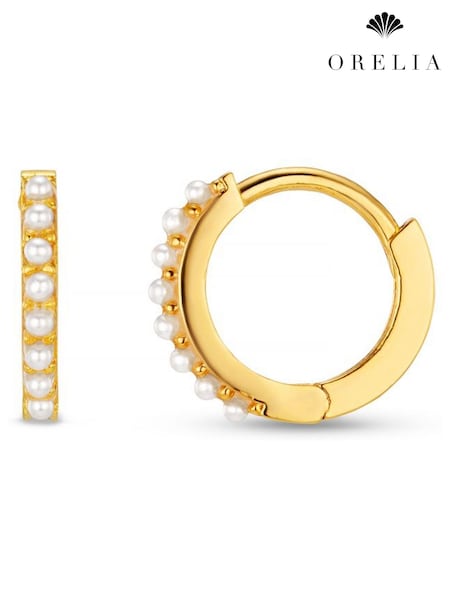 Orelia London Gold Tone Pearl Mini Micro Hoop Earrings (AV9338) | £22