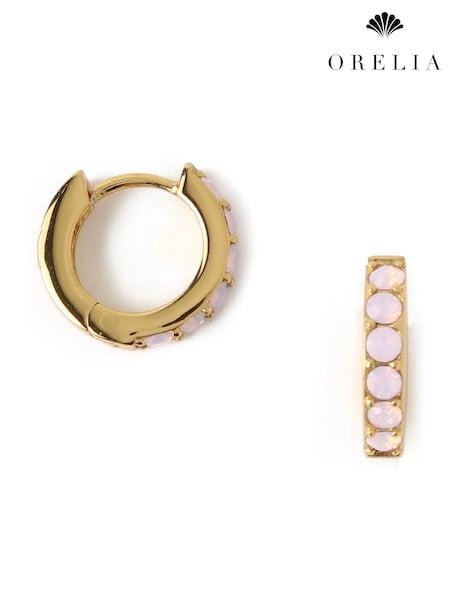 Orelia London Gold Tone Rose Water Opal Swarovski Crystals Huggie Hoop Earrings (AV9380) | £25