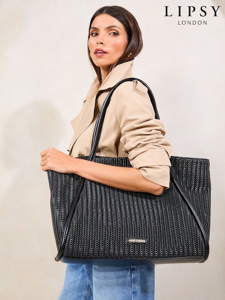 Lipsy Black Large Weave Shopper Bag (AV9450) | £45